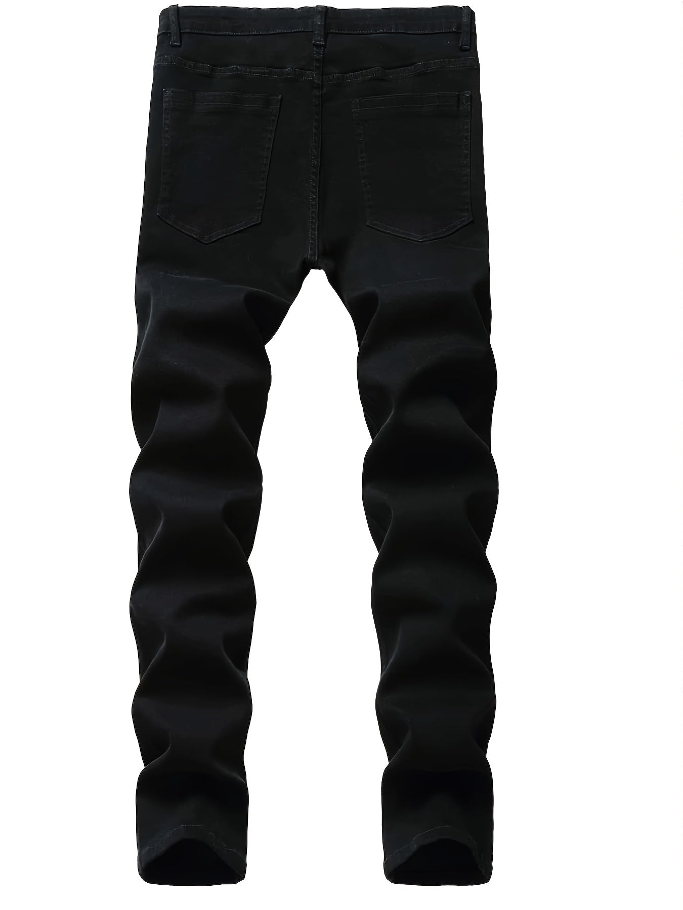 Men's Slim Solid Ripped Denim Skinny Pants