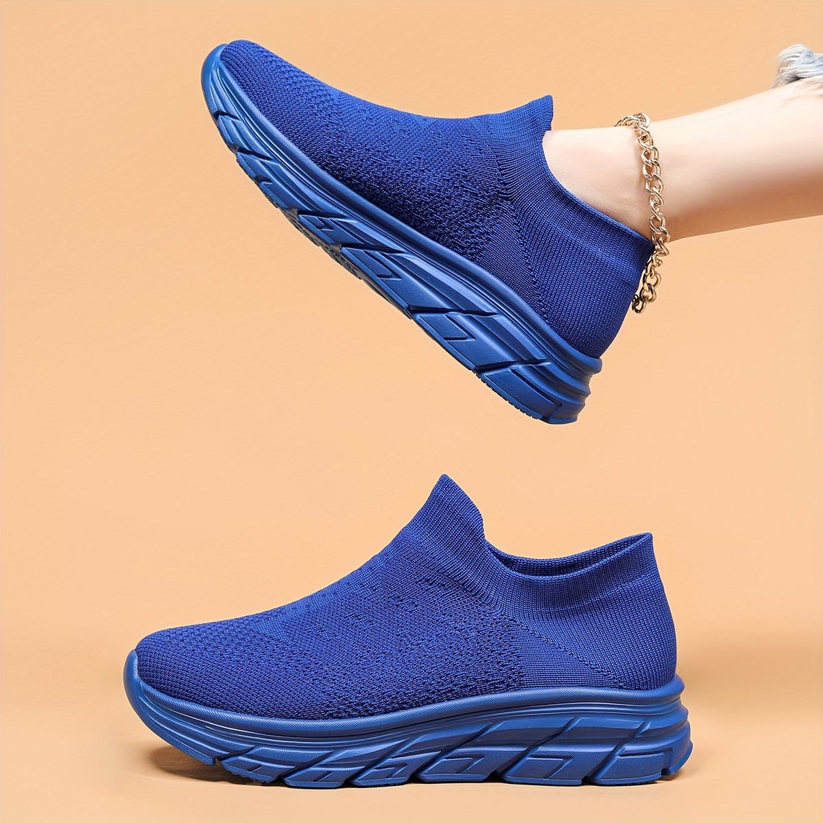 Solid Mesh Breathable Woven Casual Shoes Soft Comfortable Shock Absorption