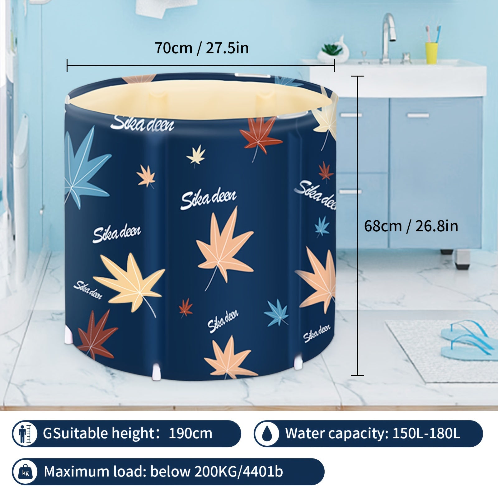 Portable Freestanding Bathtub for Adults Hot and Cold Water Ice Bath Tub