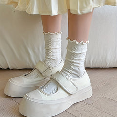 5 Pairs 3D Textured Sweet & Ruffle Women's Stockings