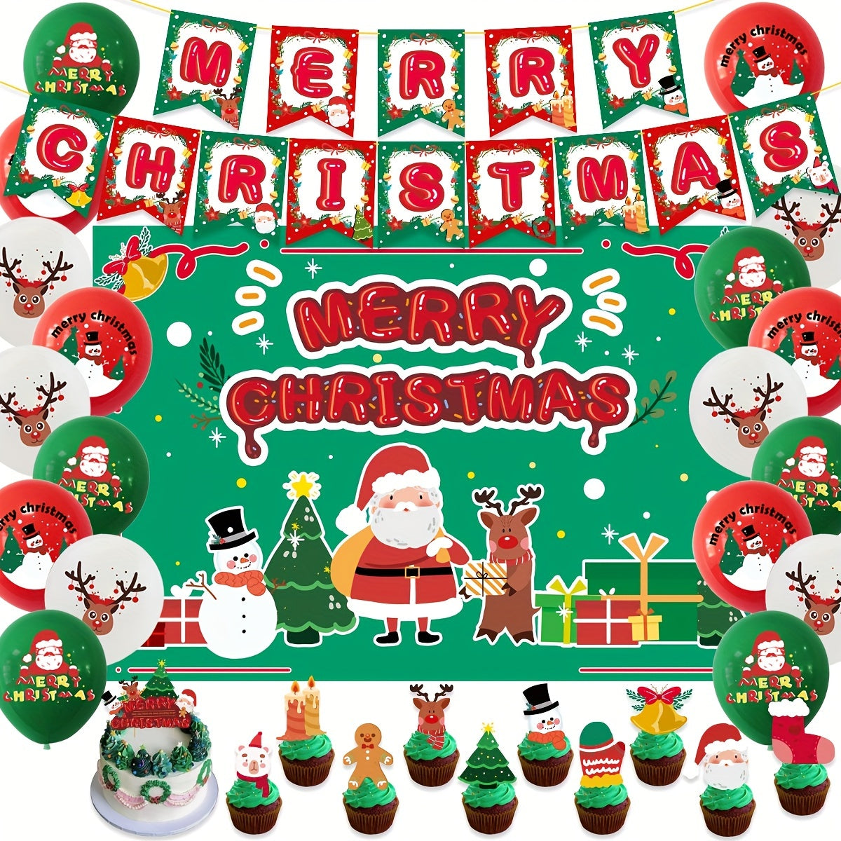Christmas 12" Latex Balloon Elk Santa Claus Home Decoration