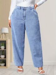 Button Fly High Rise Baggy Jeans