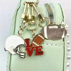 Colorful Football Keychains Set - Unique Helmet Chicken Leg Metal Keyrings