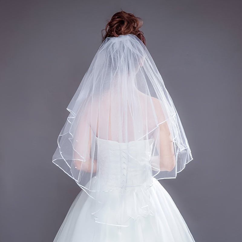 Baroque Wedding Veil with Comb Beaded Bridal Accessory