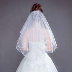 Baroque Wedding Veil with Comb Beaded Bridal Accessory