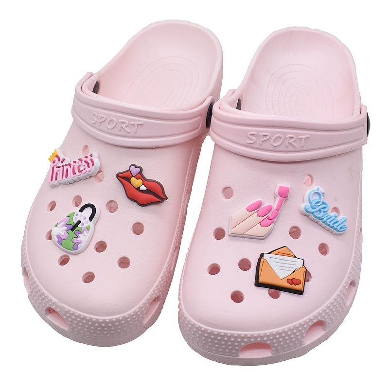 47pcs Makeup Theme Pattern Charms for Clogs PVC Bubble Slides Sandals