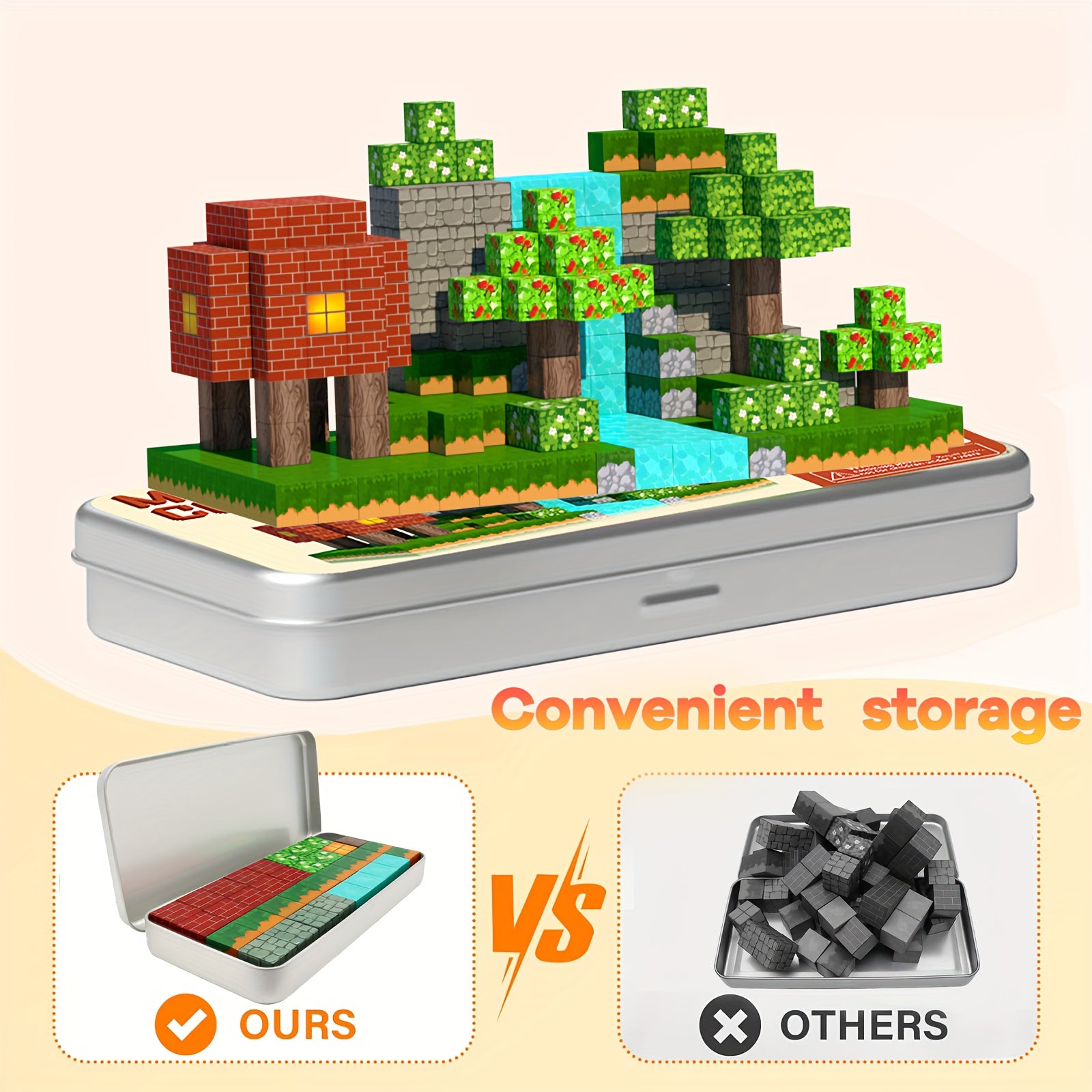 35pcs Magnetic Building Blocks Toy in Iron Box Portable 3D Construction Set