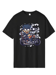 Men's Cartoon Print T-shirt Active Casual Crew Neck Tee