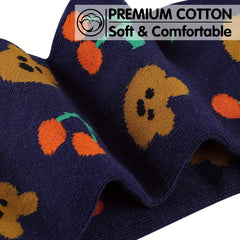 Youth Girls Athletic Socks Dog Print Striped Crew Socks For All Seasons