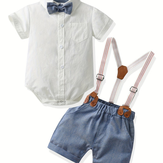 Baby Boy Gentleman Style Romper & Shorts Suit