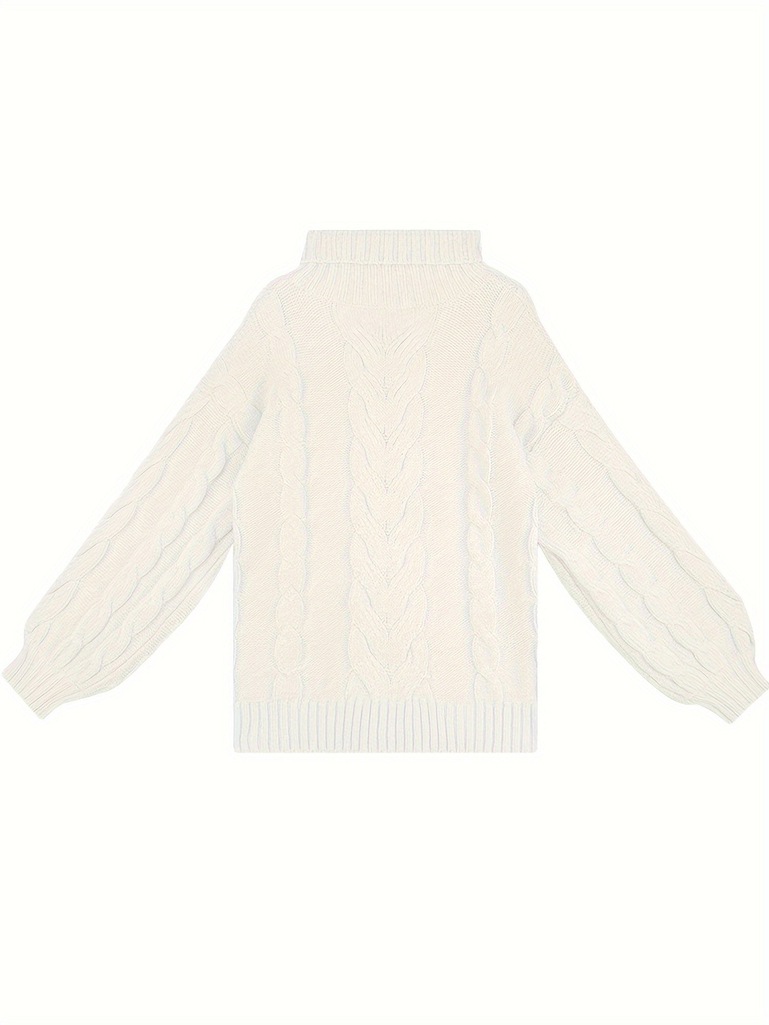 Cable Lantern Sleeve High Neck Jumper