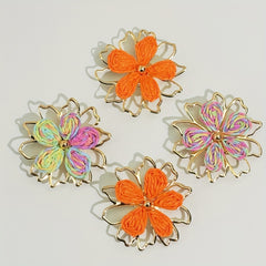 Floral & Geometric Button Covers for Women - Copper Base Shirt Accessories