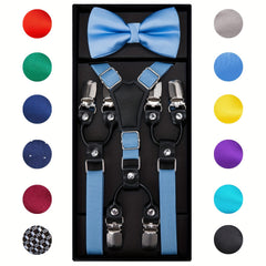 Adjustable Y-Back Suspenders Bow Tie Set