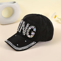 Rhinestone KING Patch Baseball Cap Casual Sun Hat