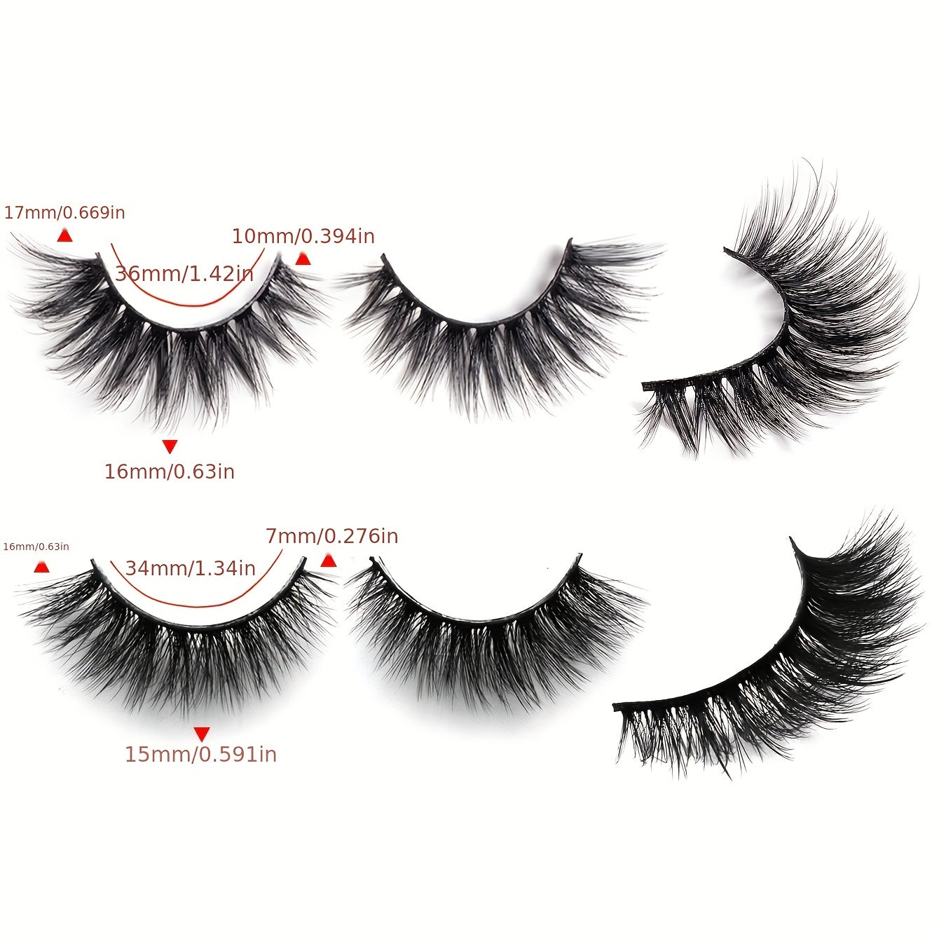 4 Pairs Thick Curling Fluffy Wispy False Eyelashes 20mm Lengthening Lashes