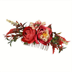 Pink Floral Hair Comb Clip for Women - Wedding Hair Accessories