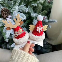 2pcs Christmas Mini Hat Clips Decorative Hair Clips Holiday Decoration