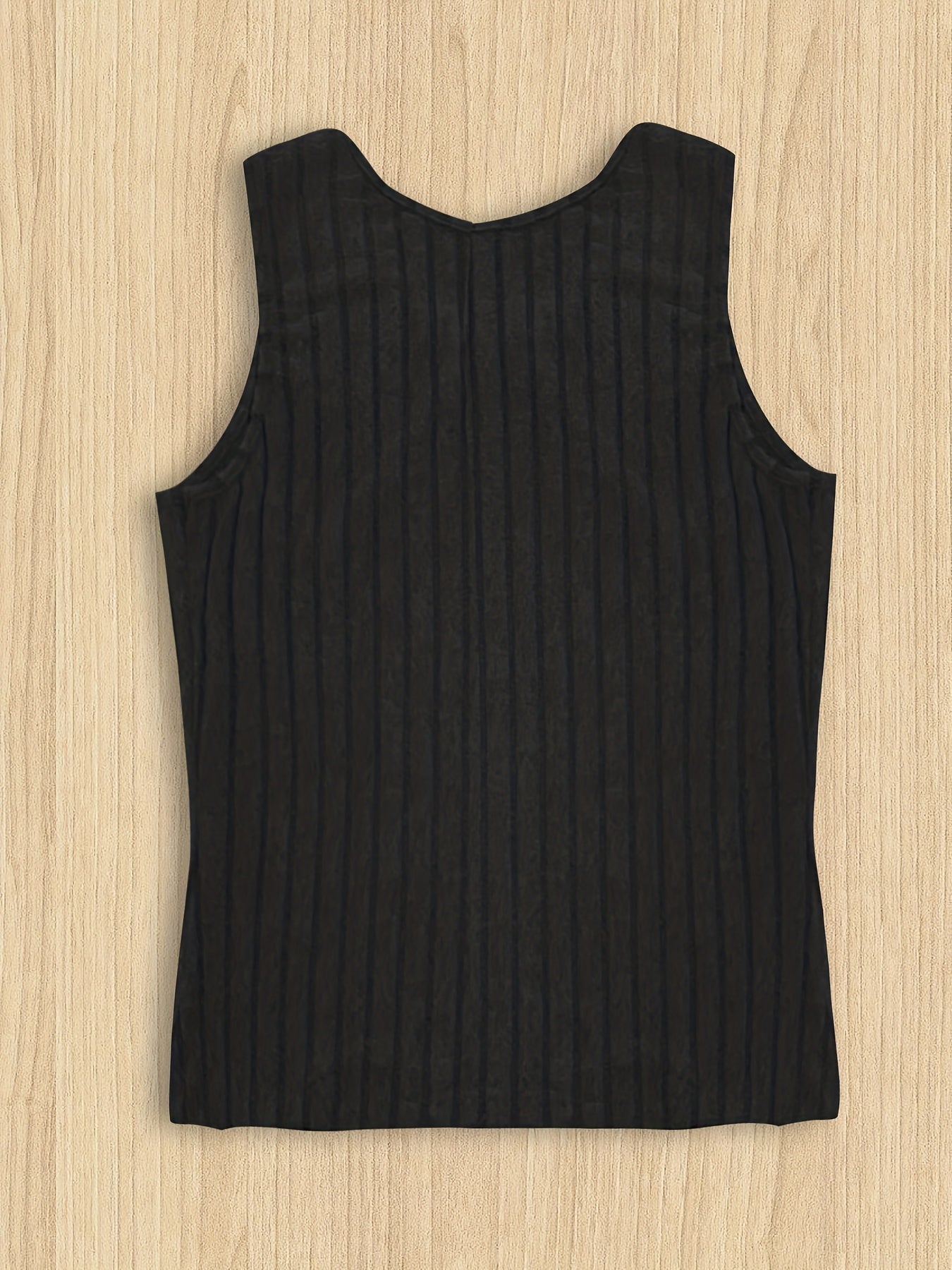 Ribbed Tank Top Round Neck Stretch Vest