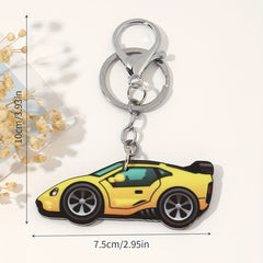 Stylish Yellow Sports Car Key Chain