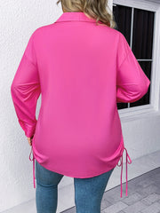 Solid Long Sleeve Button Up Blouse