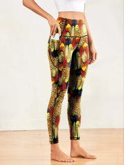 Print Yoga Pants Slim Fit High Stretch With Pocket Workout Leggings