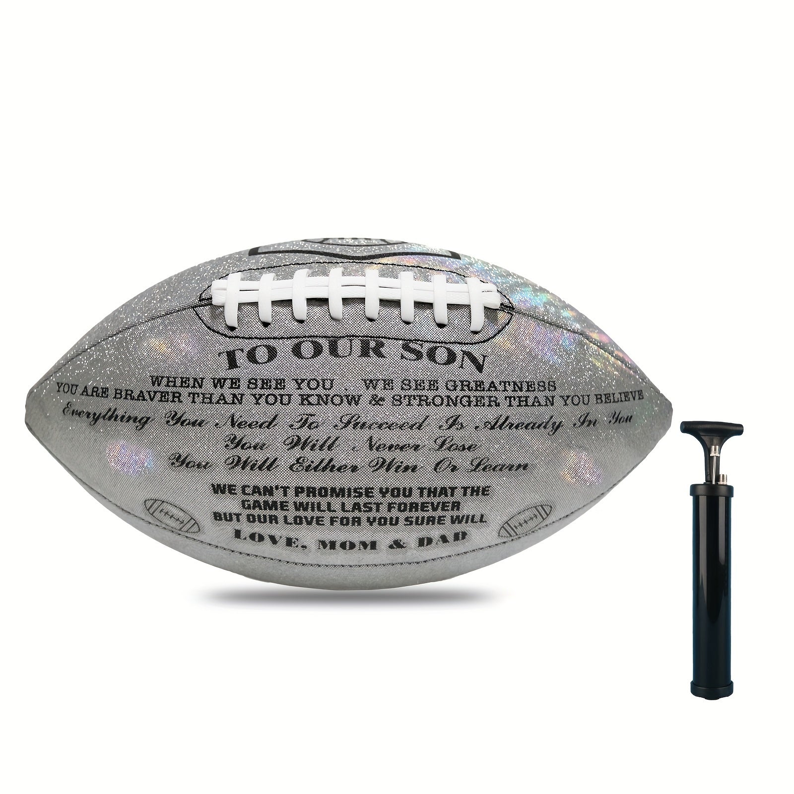 Glitter American Football Christmas To Our Son From Mom And Dad Size 9