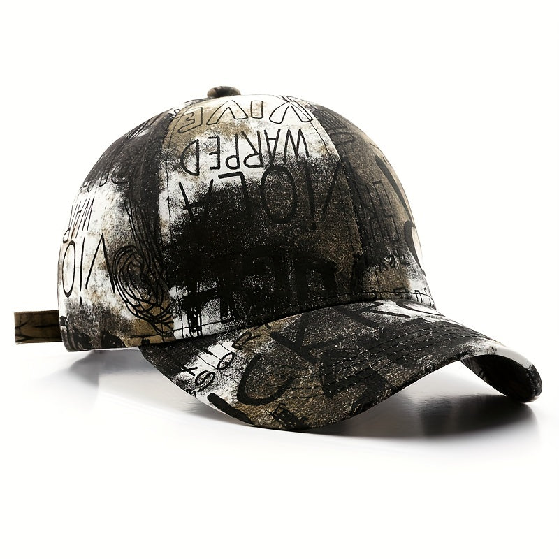 Graffiti Retro Cotton Letter Duck Tongue Cap Outdoor Sun Hat