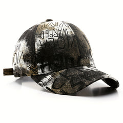 Graffiti Retro Cotton Letter Duck Tongue Cap Outdoor Sun Hat