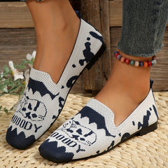 Women's Breathable Mesh Flat Shoes Square Toe Lightweight Slip On Shoes