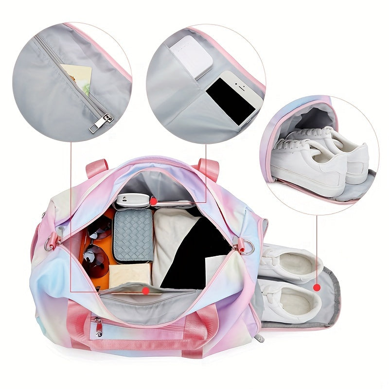 Portable Folding Shoulder Crossbody Bag Rainbow Gradient Sports Style