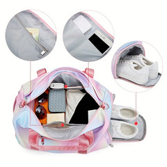 Portable Folding Shoulder Crossbody Bag Rainbow Gradient Sports Style