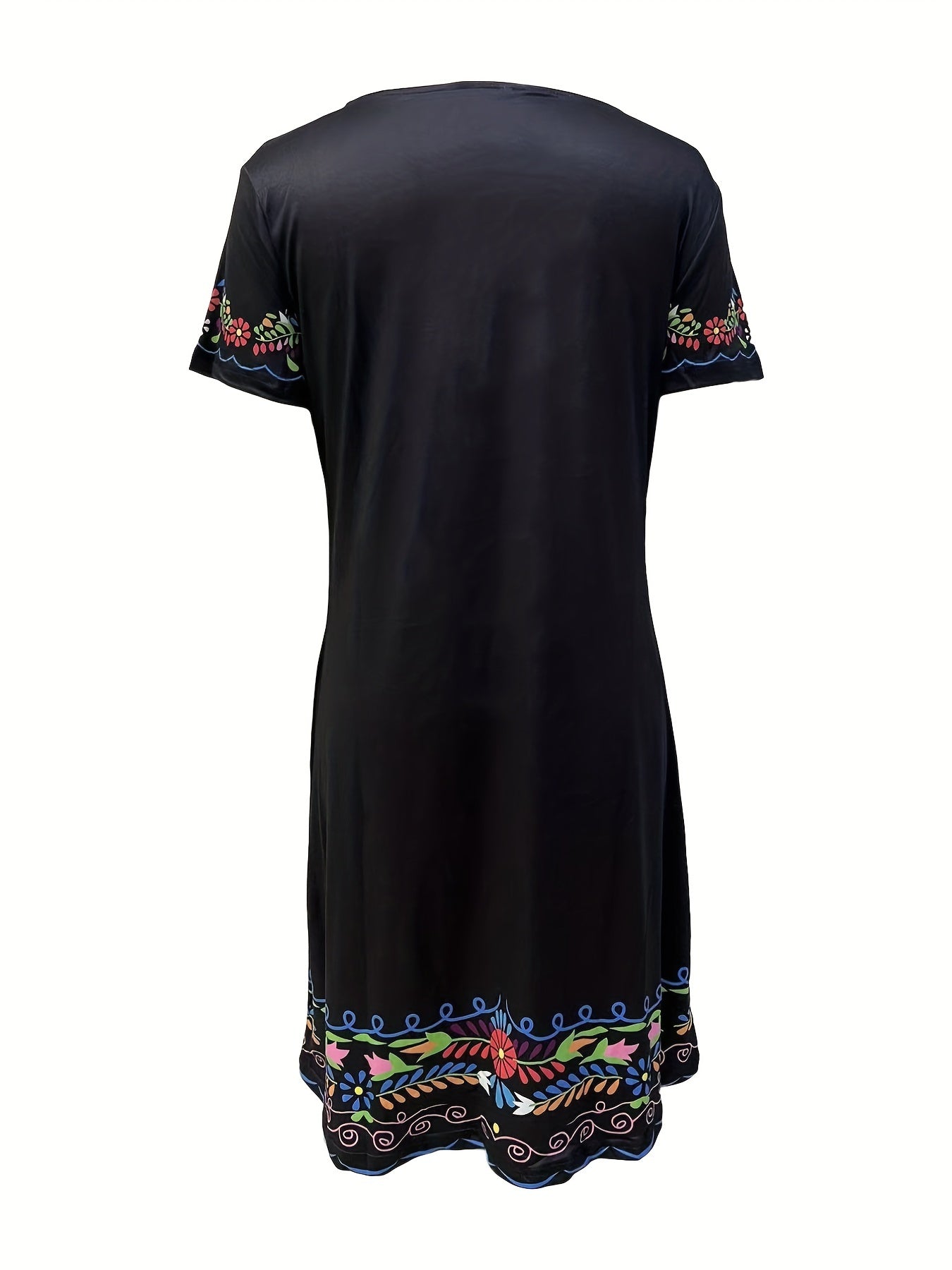 Floral Print Short Sleeve Dress Women's Clothing