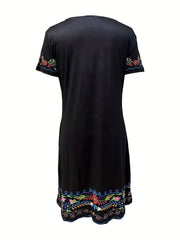 Floral Print Short Sleeve Dress Women's Clothing