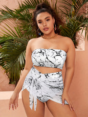 Vacay Bikini Set Tie Dye Tube Top & Wrap Tie Underwear Two Piece Set
