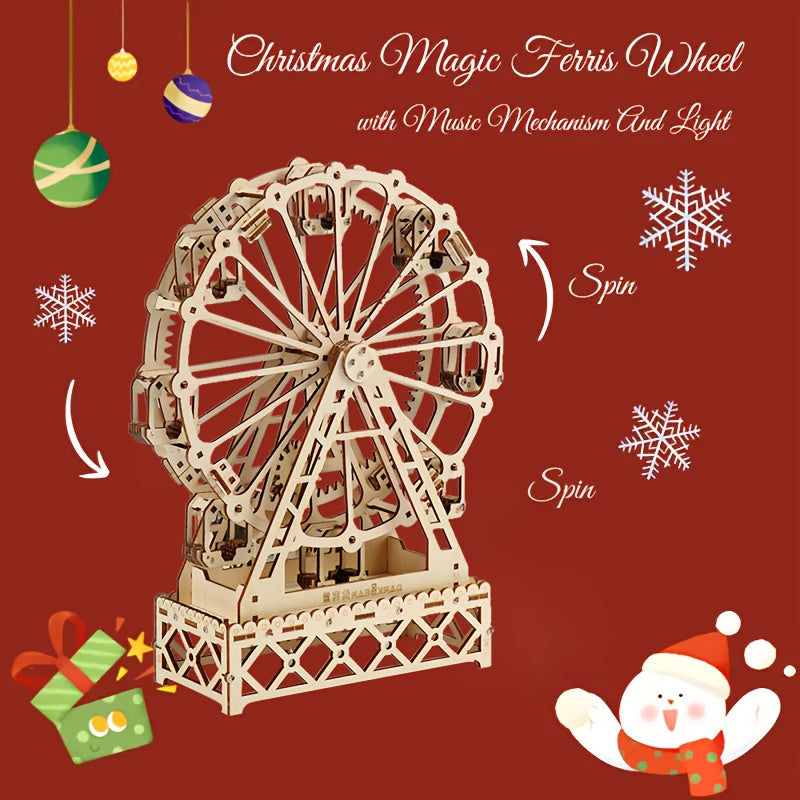 3D Wooden Ferris Wheel Music Box Puzzle - Creative Rotating Ferris Wheel