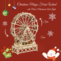 3D Wooden Ferris Wheel Music Box Puzzle - Creative Rotating Ferris Wheel