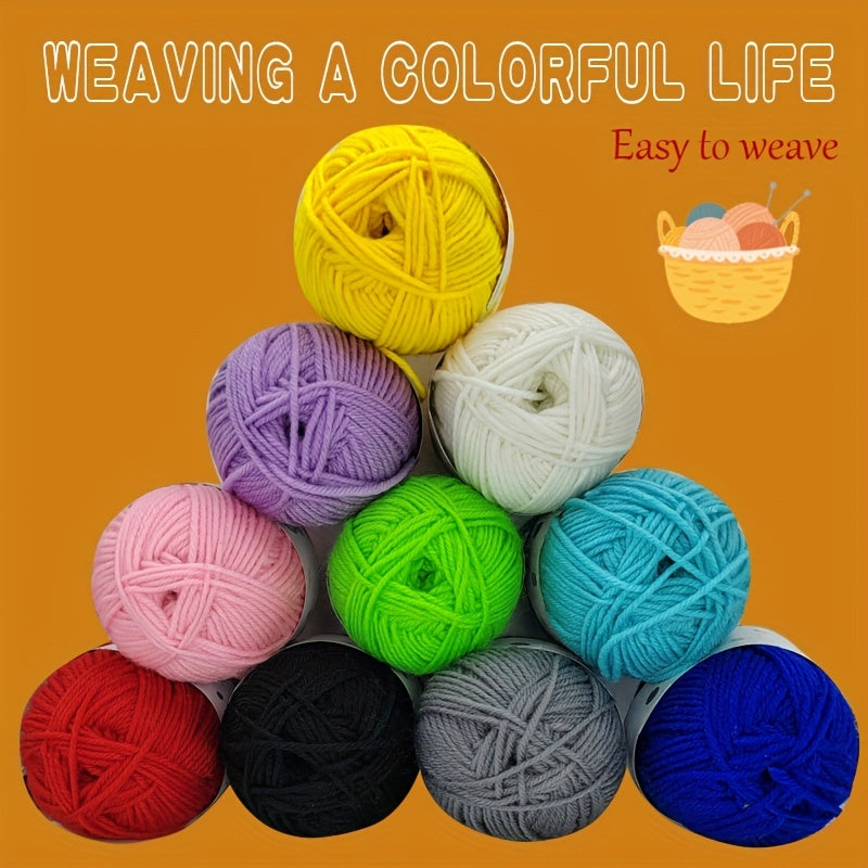 Soft 4-strand 50g Yarn for Crochet & Knitting Projects - Primary Colors