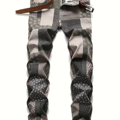 Boys Colorful Stitching Jeans Slim Fit Washed Denim Pants