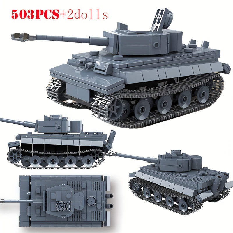 503pcs Rotatable Tank Armored Vehicle Building Blocks Set with Soldiers