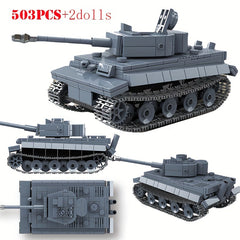 503pcs Rotatable Tank Armored Vehicle Building Blocks Set with Soldiers
