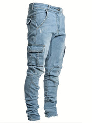 Men's Slim Fit Pocket Jeans - Casual Street Style Denim Pants