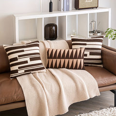 Geometric Embroidery Cushion Cover Modern Knitted Pillow Cover