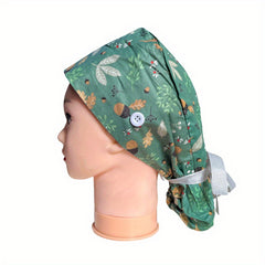 Cotton Work Cap Elastic Nurse Hat Lace Up Women Scrub Cap