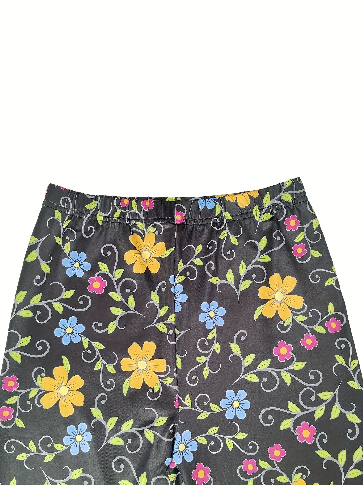 Floral Print Skinny Leggings Elastic Waist Stretchy Leggings