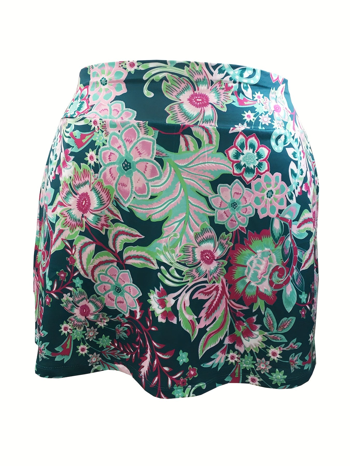 Floral Print Plus Size Sports Skirt With Pockets