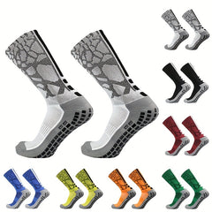 Thickened Non slip Silicone Football Socks - Breathable Mid-calf Athletic Socks