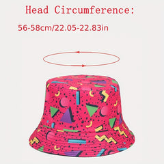 Geometric Pattern Reversible Bucket Hat Sun Protection Sunshade Hat