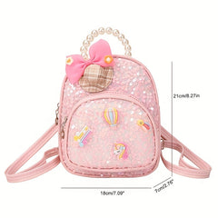 Girls' Faux Pearl Bowknot Sequin Backpack