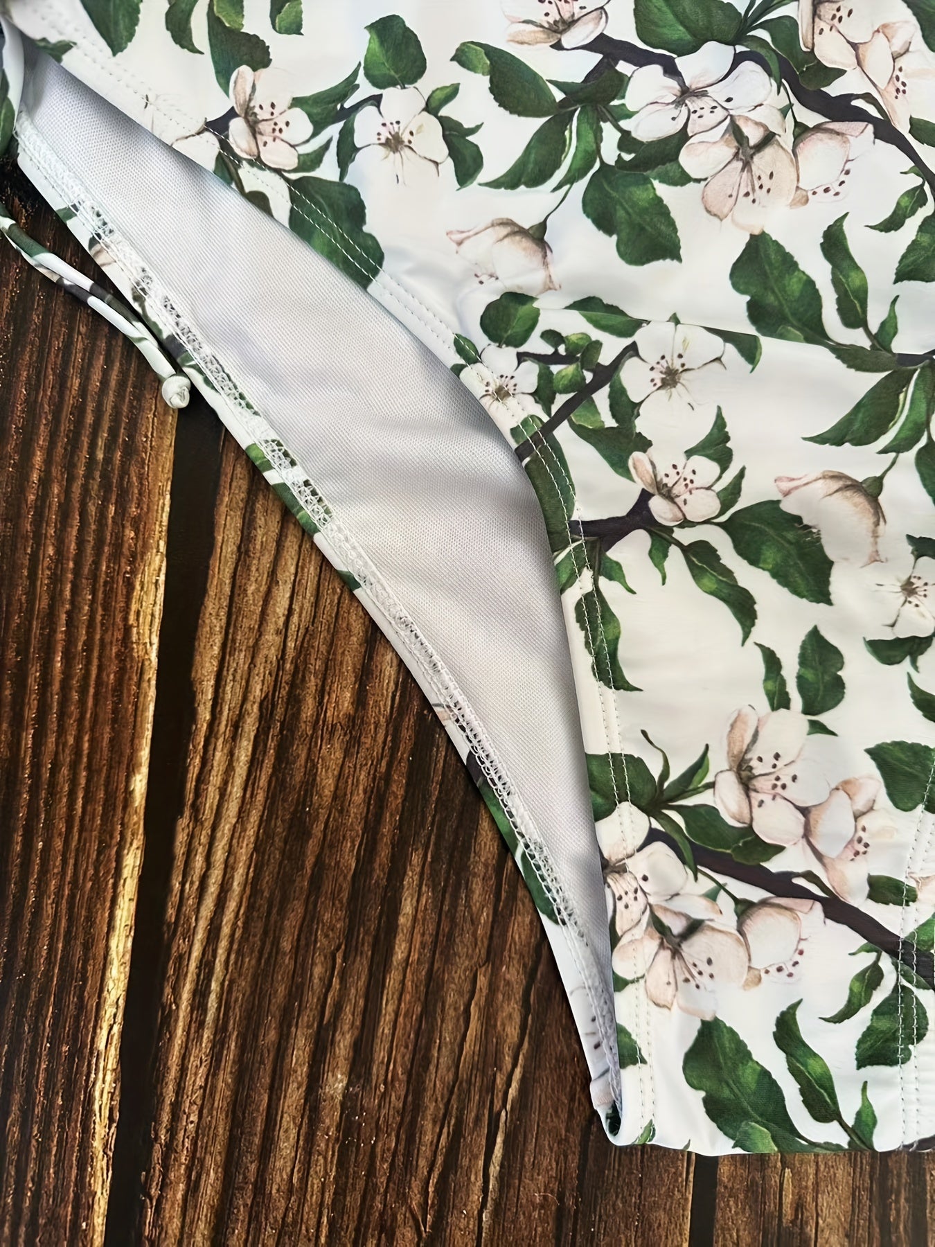 Floral Print Drawstring Plus Bikini Bottoms