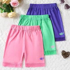 Girl's 3-Pack Sports Shorts with Lace Fringes